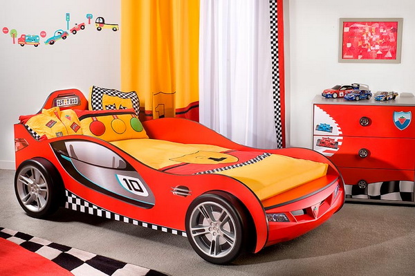 Дизайн интерьера детской комнаты для мальчика. Автомобильная тематика